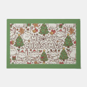Kawaii Cat Pattern Christmas Welcome Doormat ドアマット (正面)