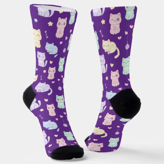 Kawaii Cat Pattern Socks ソックス (傾斜あり)