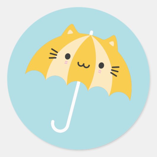 Kawaii Cat Umbrella ラウンドシール (正面)
