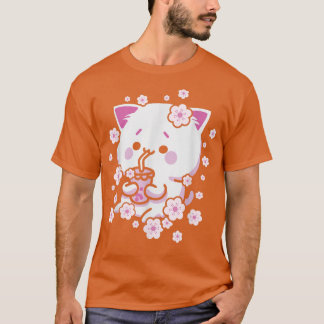Kawaii Cat with Bubble Tea and Boba tea and Sakura Tシャツ