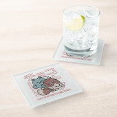 Kawaii Cat with Chocolate Milk – Japanese Pop Art  ガラスコースター (アングル)