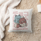 Kawaii Cat with Chocolate Milk – Japanese Pop Art  クッション (ブランケット)