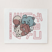 Kawaii Cat with Chocolate Milk – Japanese Pop Art  ジグソーパズル (横)