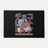 Kawaii Cat with Chocolate Milk – Japanese Pop Art  ドアマット (正面)