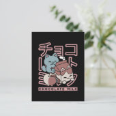 Kawaii Cat with Chocolate Milk – Japanese Pop Art  ポストカード (スタンド正面)