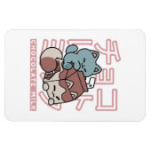 Kawaii Cat with Chocolate Milk – Japanese Pop Art マグネット (横)