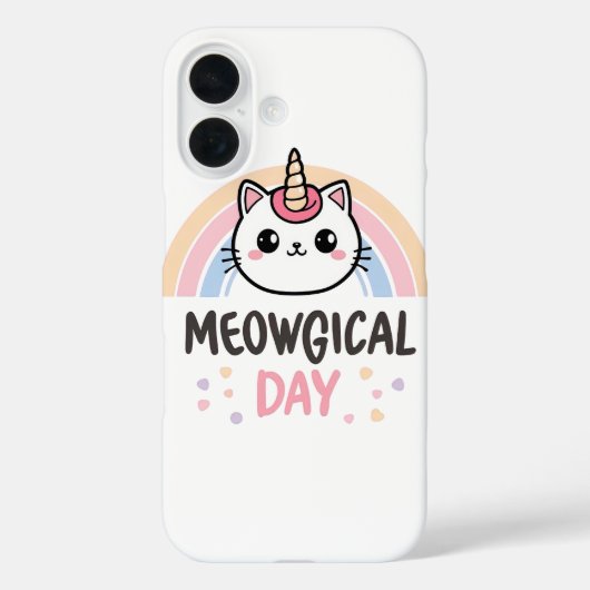 Kawaii Caticorn with Pastel Rainbow Case-Mate iPhoneケース (裏面)
