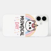 Kawaii Caticorn with Pastel Rainbow Case-Mate iPhoneケース (裏面 (横))