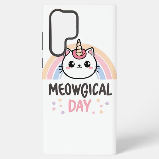 Kawaii Caticorn with Pastel Rainbow Samsung Galaxyケース (裏面)
