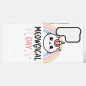 Kawaii Caticorn with Pastel Rainbow Samsung Galaxyケース (裏面横)