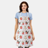 Kawaii Cats and Strawberries Apron エプロン (着用した状態)