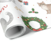 Kawaii Cats & Christmas Decorations Wrapping Paper ラッピングペーパー (ロールコーナー)
