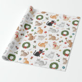 Kawaii Cats & Christmas Decorations Wrapping Paper ラッピングペーパー (アンロールド)