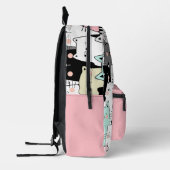 Kawaii Cats Pattern Monogram Name プリントバックパック (左)