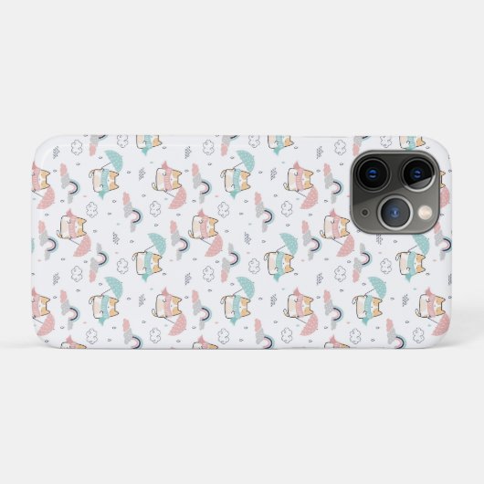 Kawaii Cats Rainy Day Pattern  Case-Mate iPhoneケース (裏面(横))