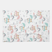 Kawaii Cats Rainy Day Pattern Kitchen Towel キッチンタオル (横)