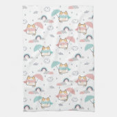Kawaii Cats Rainy Day Pattern Kitchen Towel キッチンタオル (縦)