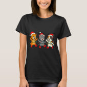 Kawaii Cats Santa Hat Dancing Lights Christmas Dan Tシャツ (正面)