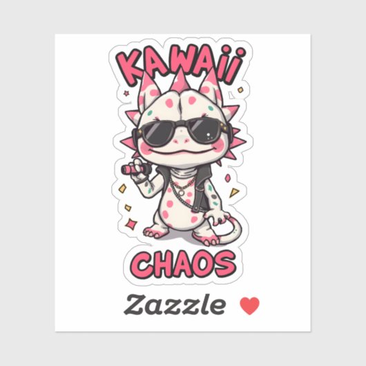 Kawaii Chaos Cool Axolotl Sunglasses LeatherJacket シール (シート)