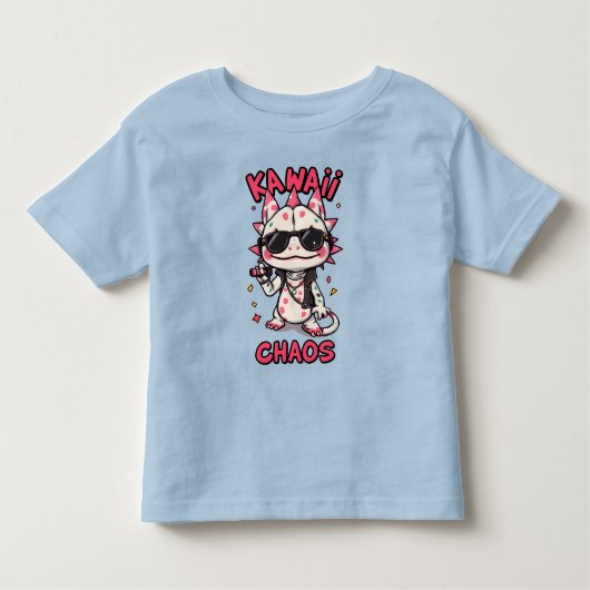 Kawaii Chaos Cool Axolotl Sunglasses LeatherJacket トドラーTシャツ (正面)