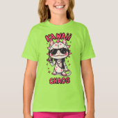 Kawaii Chaos Cool Axolotl Sunglasses LeatherJacket Tシャツ (正面)