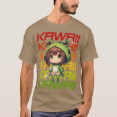 Kawaii Chibi Anime Frog vintage Tシャツ (正面)
