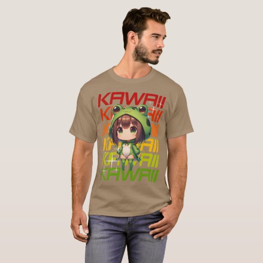 Kawaii Chibi Anime Frog vintage Tシャツ (正面フル)