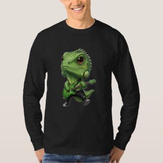 Kawaii Chibi Funny Iguana Guitarist Rocker Tシャツ