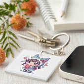 Kawaii Chibi Girl with Heart Acrylic Keychain キーホルダー (正面右)