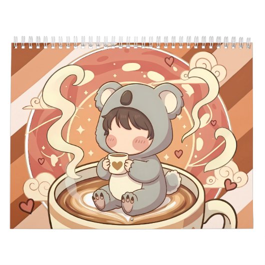 Kawaii Chibi Koala Adventure Yearly Desk Calendar カレンダー (カバー)