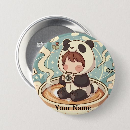 Kawaii Chibi Panda Button Pin Badge 缶バッジ (正面&裏面)