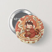 Kawaii Chibi Red Panda Button Pin Badge 缶バッジ (正面&裏面)