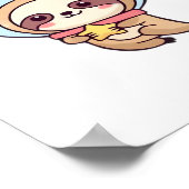 Kawaii Chibi Sloth Astronaut – Cute Space Sloth Ca ポスター (角)