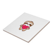 Kawaii Chibi Sloth Hugging Heart � Cute Adorable S タイル (側面)