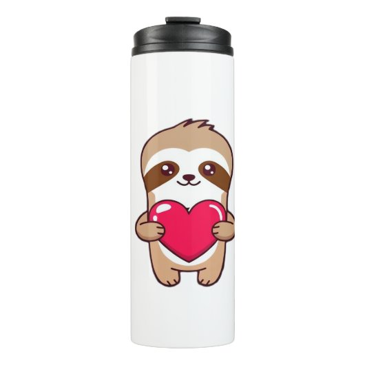 Kawaii Chibi Sloth Hugging Heart � Cute Adorable S タンブラー (正面)