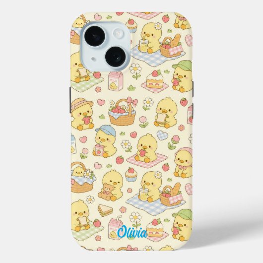 Kawaii Chicken Picnic Pattern Phone Case Case-Mate iPhoneケース (裏面)