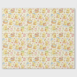 Kawaii Chicken Picnic Pattern Wrapping Paper ラッピングペーパー