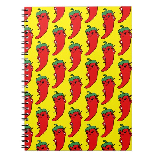 Kawaii Chili Pepper Drawing Pattern ノートブック (正面)