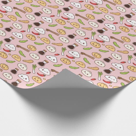 Kawaii Chinese Food theme Wrapping Paper ラッピングペーパー (角)