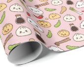 Kawaii Chinese Food theme Wrapping Paper ラッピングペーパー (ロールコーナー)