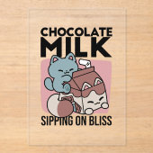 Kawaii Chocolate Milk Cat – Cozy Drink & Cuteness  アクリル招待状 (正面)