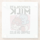 Kawaii Chocolate Milk Cat – Cozy Drink & Cuteness  ガラスコースター (裏面)