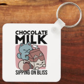 Kawaii Chocolate Milk Cat – Cozy Drink & Cuteness  キーホルダー (裏面)