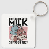 Kawaii Chocolate Milk Cat – Cozy Drink & Cuteness  キーホルダー (裏面)
