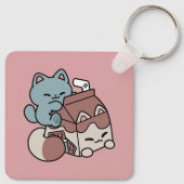 Kawaii Chocolate Milk Cat – Cozy Drink & Cuteness  キーホルダー (裏面)