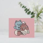Kawaii Chocolate Milk Cat – Cozy Drink & Cuteness シーズンポストカード (スタンド正面)