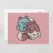 Kawaii Chocolate Milk Cat – Cozy Drink & Cuteness シーズンポストカード (正面/裏面)