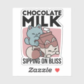 Kawaii Chocolate Milk Cat – Cozy Drink & Cuteness  シール (シート)