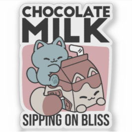 Kawaii Chocolate Milk Cat – Cozy Drink & Cuteness  シール