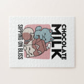 Kawaii Chocolate Milk Cat – Cozy Drink & Cuteness  ジグソーパズル (横)